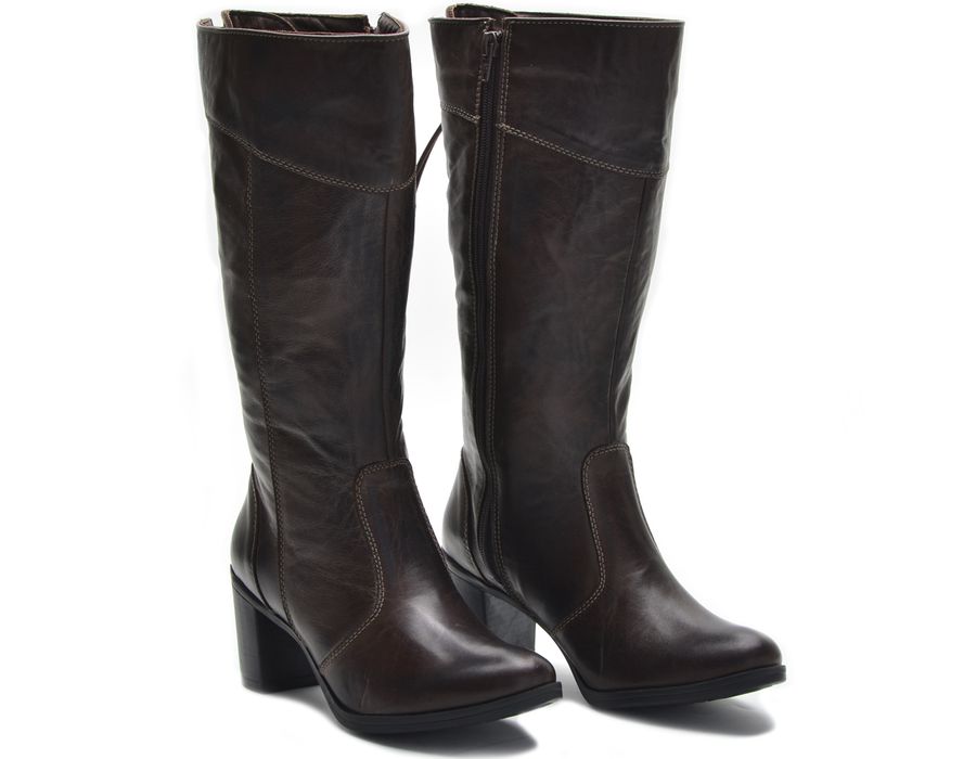 Botas Femininas Cano Médio Salto Grosso Brown