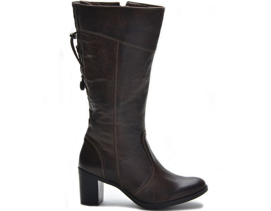 Botas Femininas Cano Médio Salto Grosso Brown