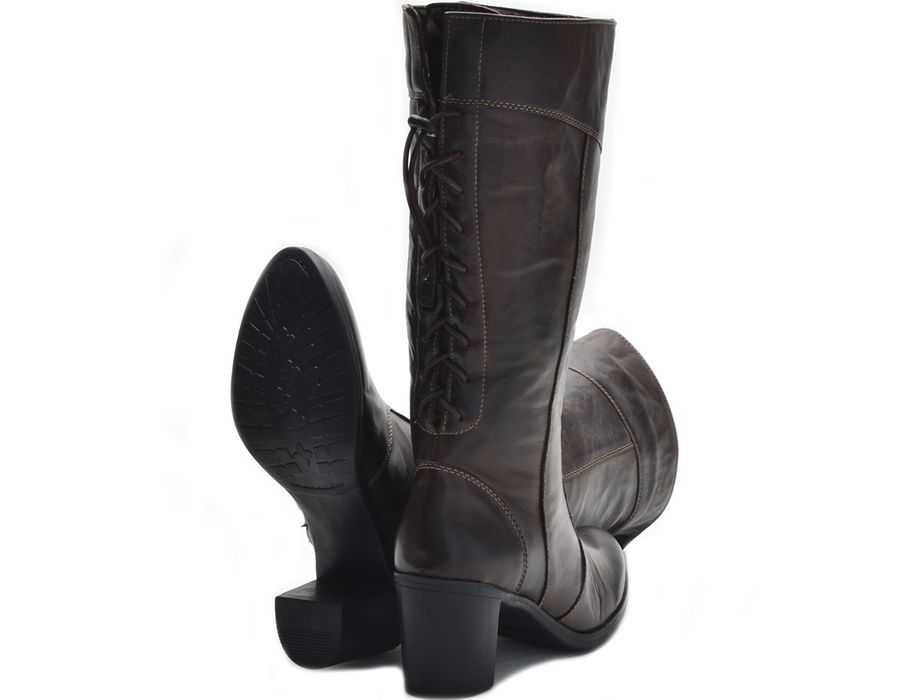 Botas Femininas Cano Médio Salto Grosso Brown