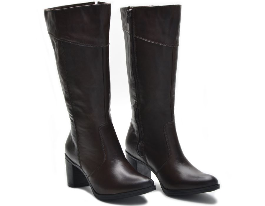Botas Femininas Cano Médio Salto Grosso Brown