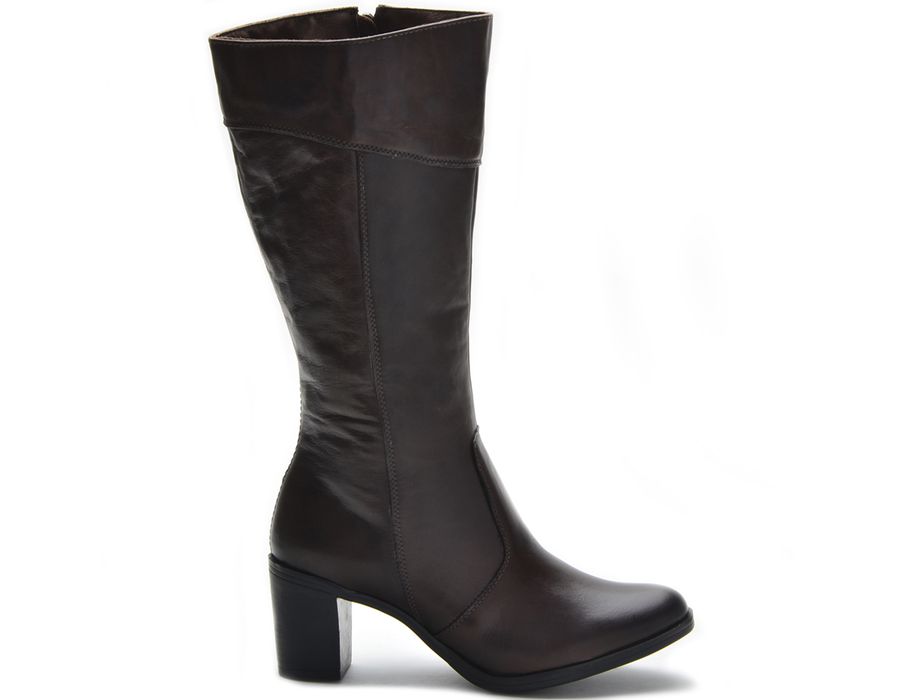 Botas Femininas Cano Médio Salto Grosso Brown