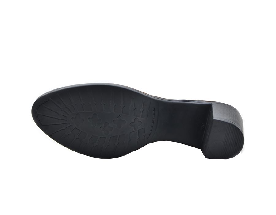 Bota Feminina Cano Curto Salto Grosso Preto/Étnico