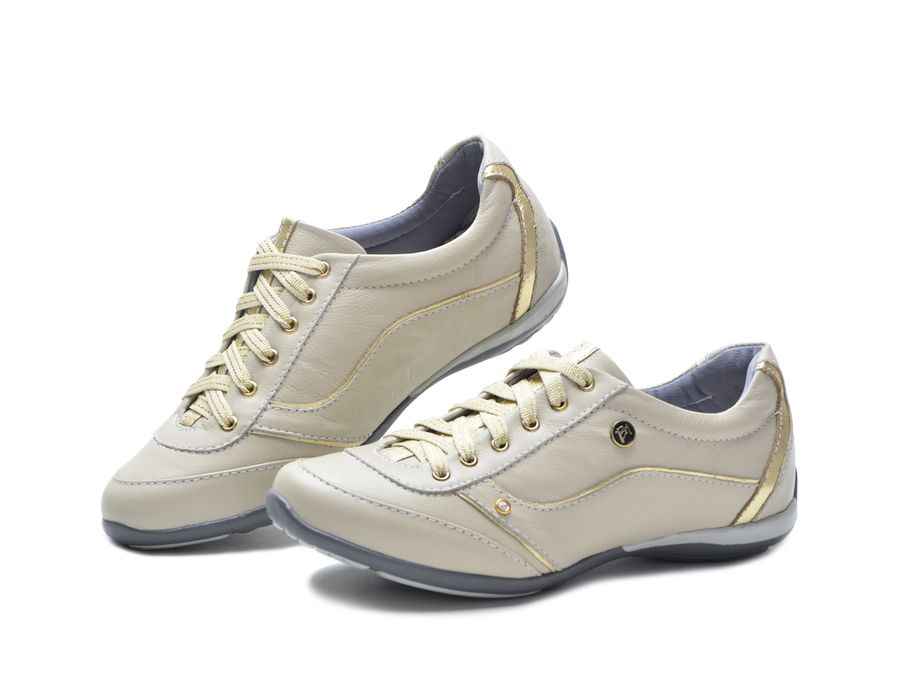 Tenis Feminino Com Amortecedor Tipo Tenis Bmbrasil 212/02 Creme