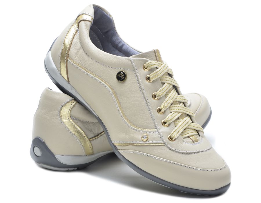 Tenis Feminino Com Amortecedor Tipo Tenis Bmbrasil 212/02 Creme
