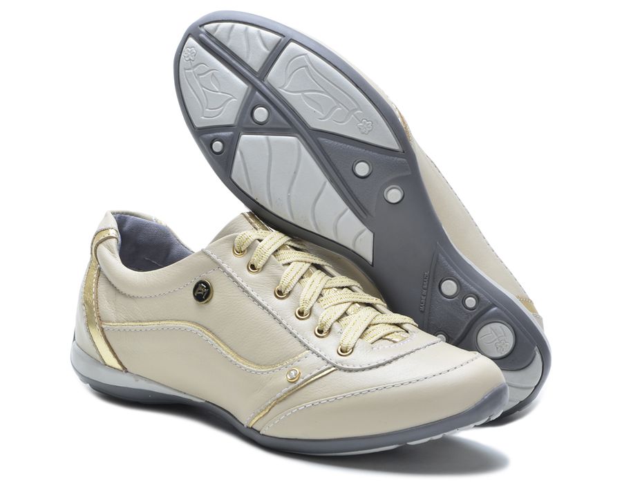 Tenis Feminino Com Amortecedor Tipo Tenis Bmbrasil 212/02 Creme