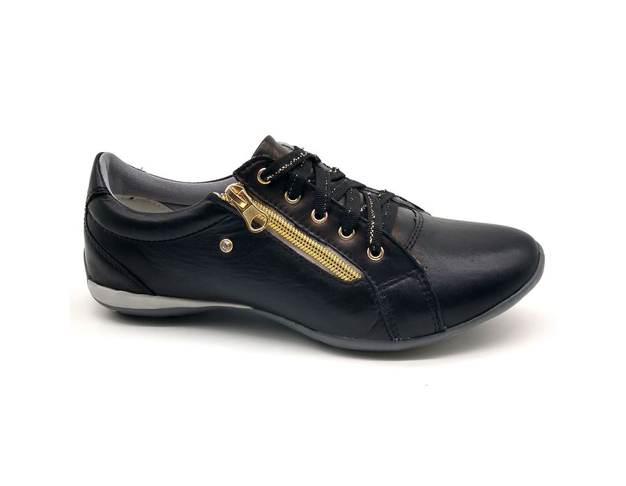 Tenis Feminino Casual Tipo Tenis Com Amortecedor e Zíper 218/16 Preto