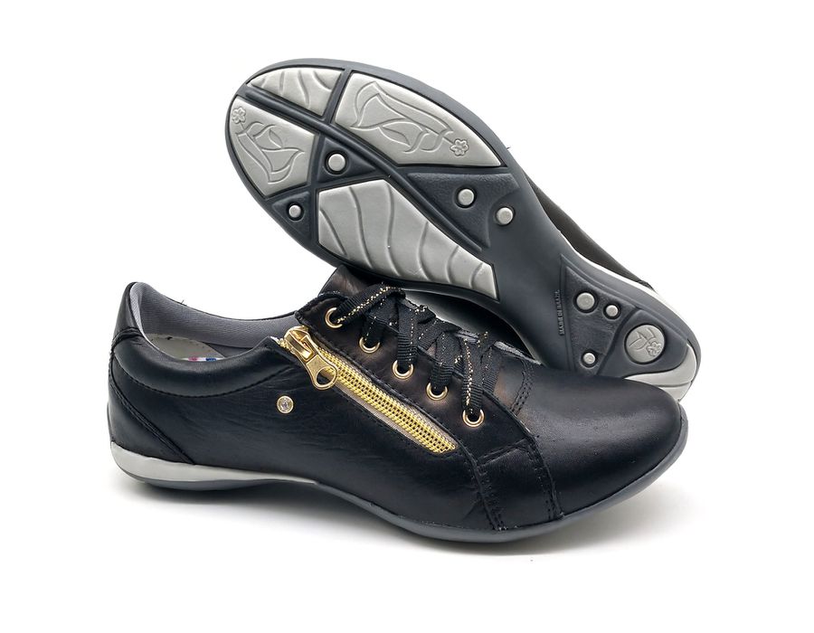 Tenis Feminino Casual Tipo Tenis Com Amortecedor e Zíper 218/16 Preto