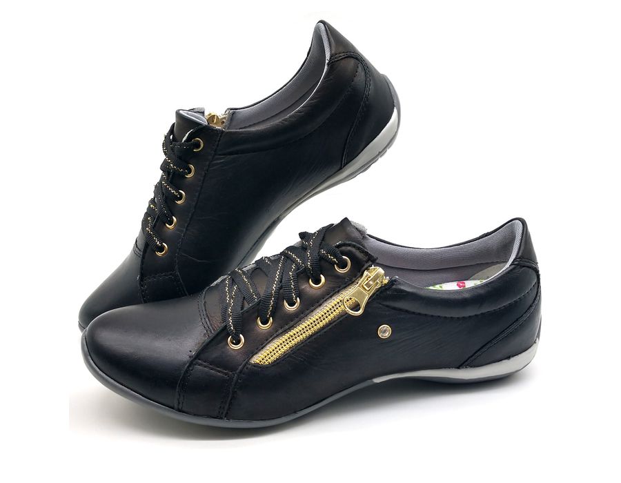 Tenis Feminino Casual Tipo Tenis Com Amortecedor e Zíper 218/16 Preto