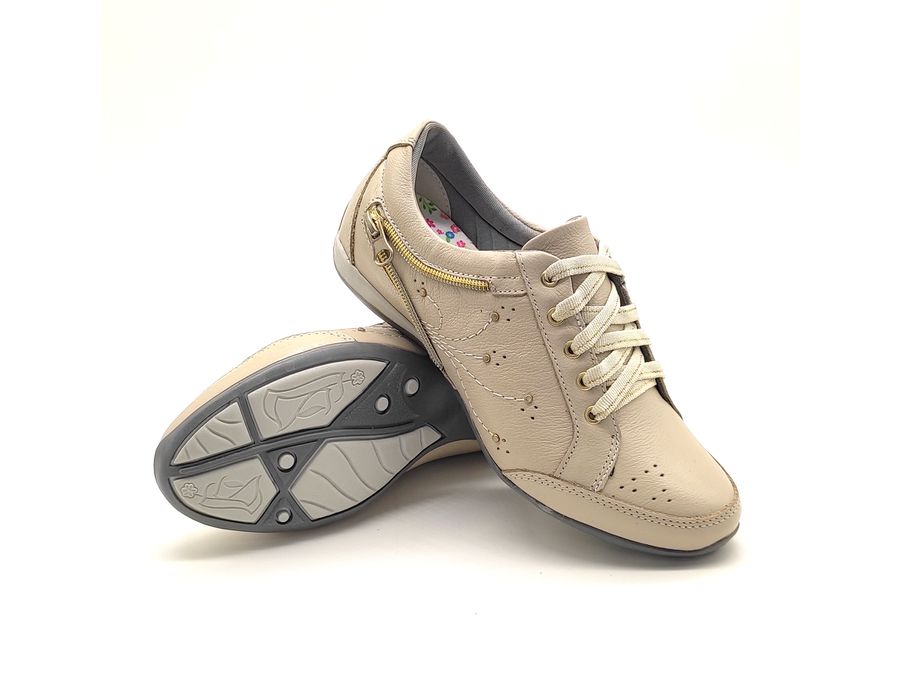 Tenis Feminino Casual Tipo Tenis Com Amortecedor 219/03 Creme