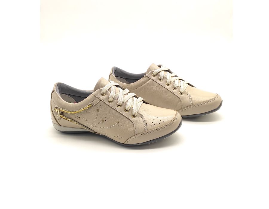 Tenis Feminino Casual Tipo Tenis Com Amortecedor 219/03 Creme