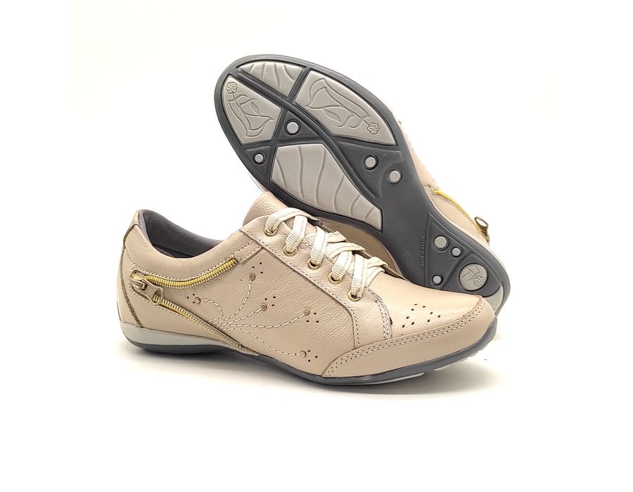 Tenis Feminino Casual Tipo Tenis Com Amortecedor 219/03 Creme