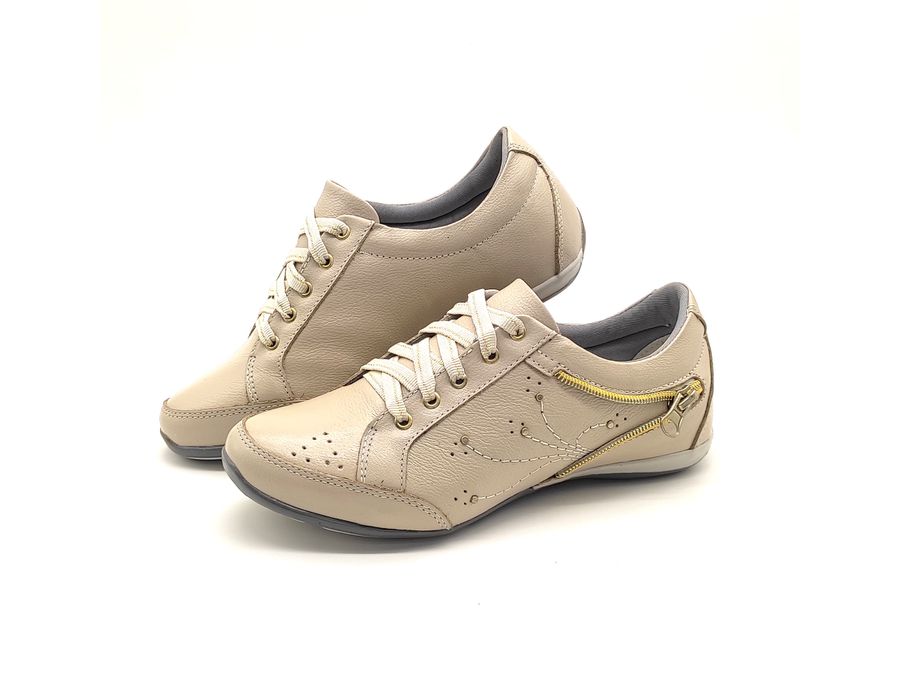 Tenis Feminino Casual Tipo Tenis Com Amortecedor 219/03 Creme