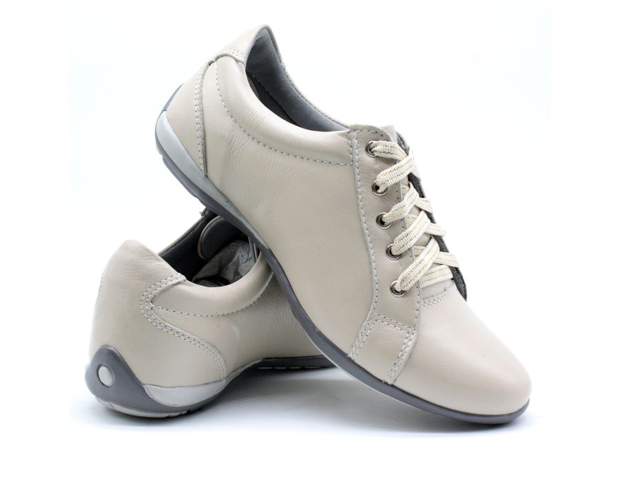 Tenis Feminino Com Cadarço Para Caminhada Bmbrasil 227/03 Creme