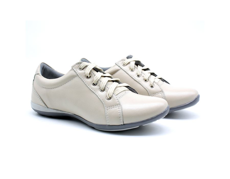 Tenis Feminino Com Cadarço Para Caminhada Bmbrasil 227/03 Creme
