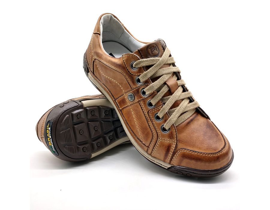 Sapato Masculino Casual Porshe Palmilha Ortopédica 147/01 Caramelo
