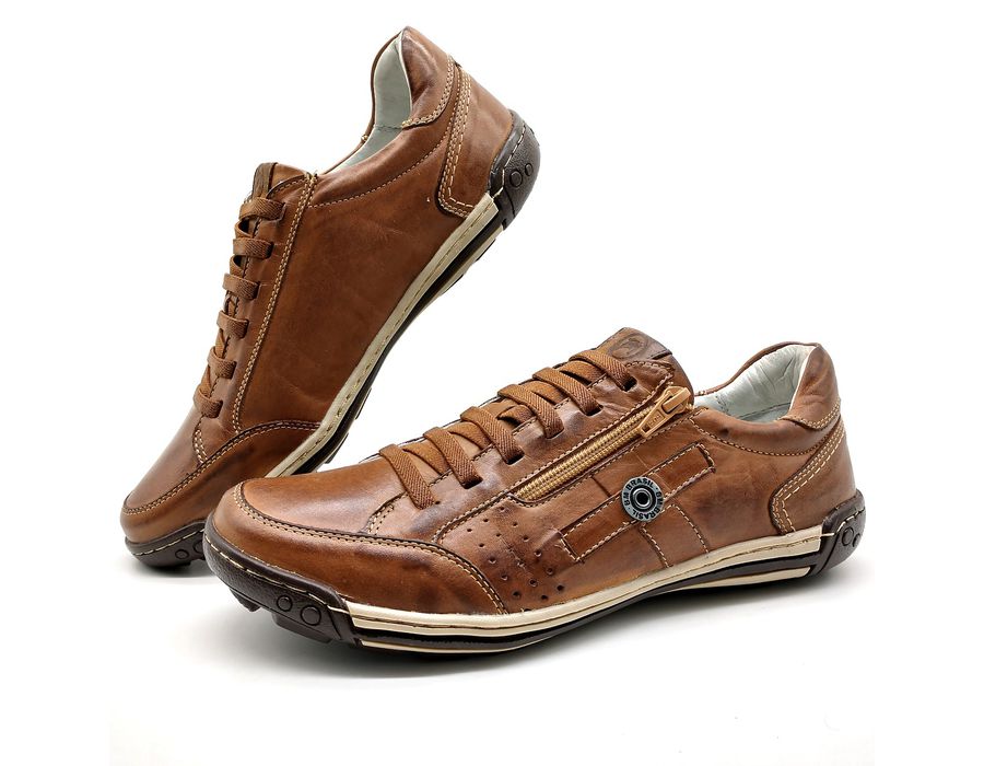 Sapato Masculino Casual Zíper e Elástico Palmilha Ortopédica 148/01 Caramelo