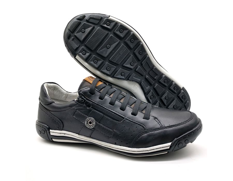 Sapato Masculino Casual Zíper e Elástico Palmilha Ortopédica 148/02 Preto
