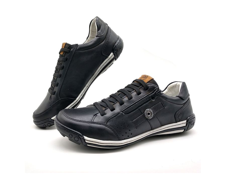 Sapato Masculino Casual Zíper e Elástico Palmilha Ortopédica 148/02 Preto