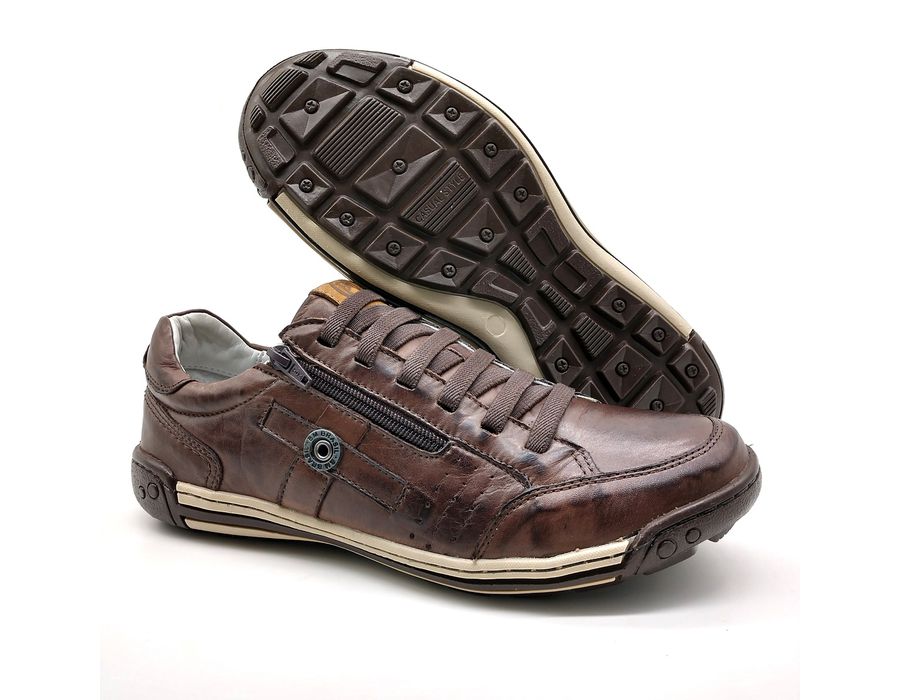 Sapato Masculino Casual Zíper e Elástico Palmilha Ortopédica 148/03 Brown