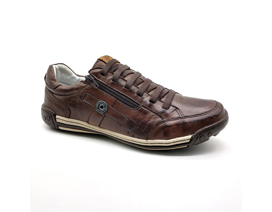 Sapato Masculino Casual Zíper e Elástico Palmilha Ortopédica 148/03 Brown