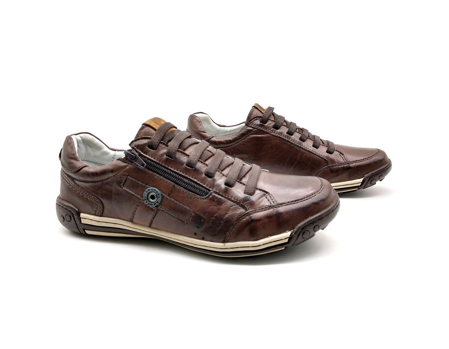 Sapato Masculino Casual Zíper e Elástico Palmilha Ortopédica 148/03 Brown