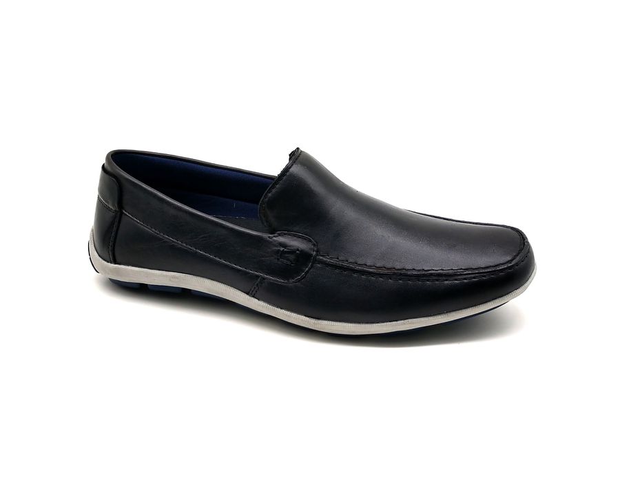 Sapato Masculino Mocassim Sapatilha Sider Couro Bm Brasil 175/03 Preta