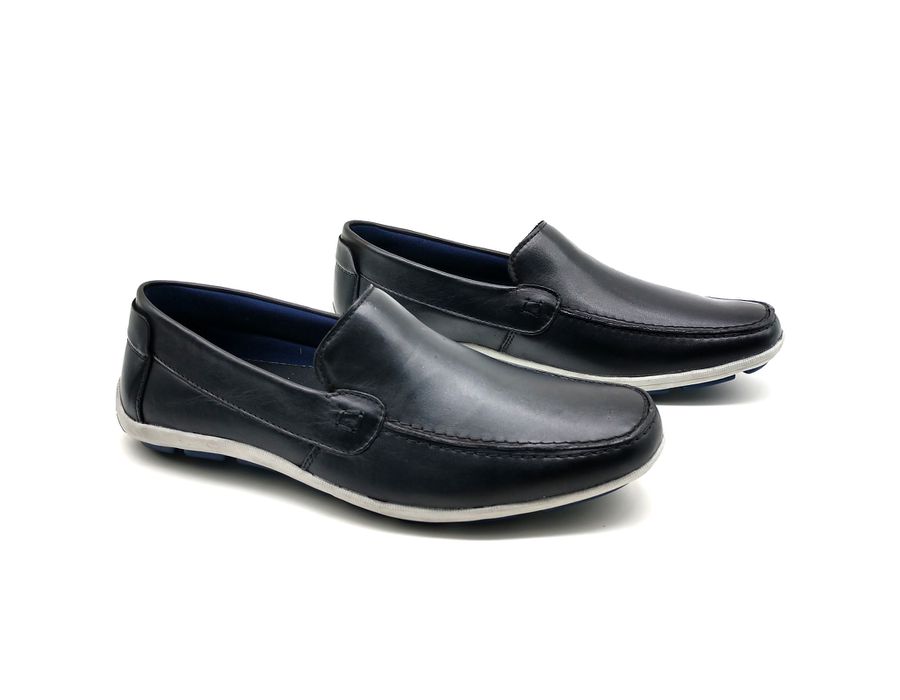 Sapato Masculino Mocassim Sapatilha Sider Couro Bm Brasil 175/03 Preta