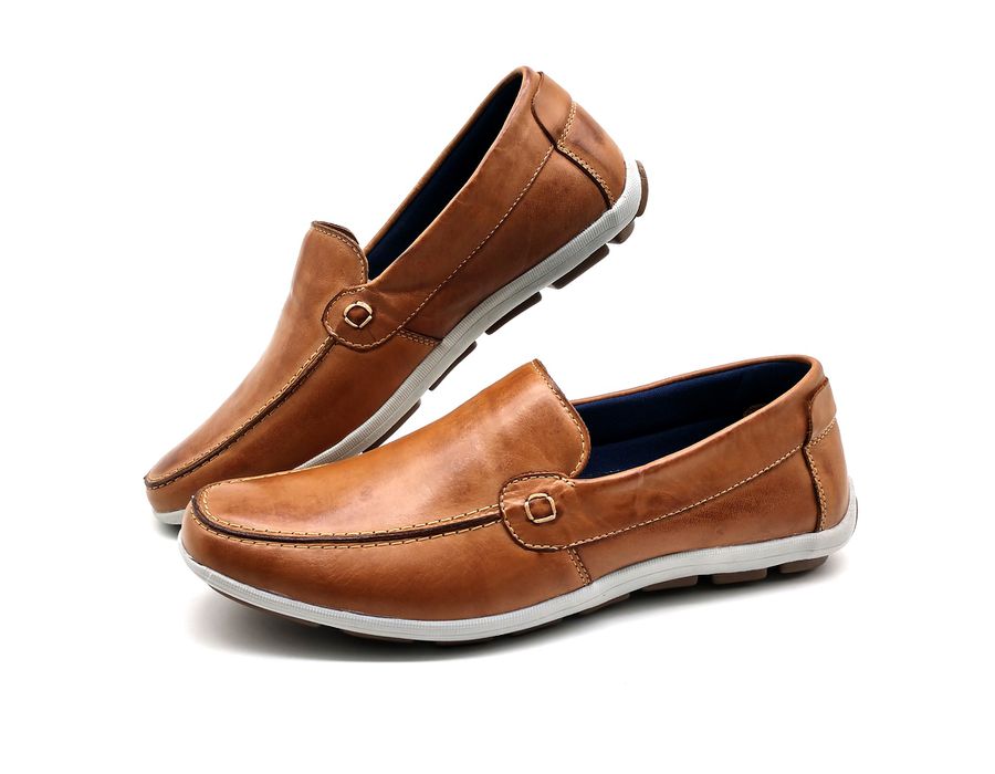 Sapato Masculino Mocassim Sapatilha Sider Couro Bm Brasil 175/09 Bege