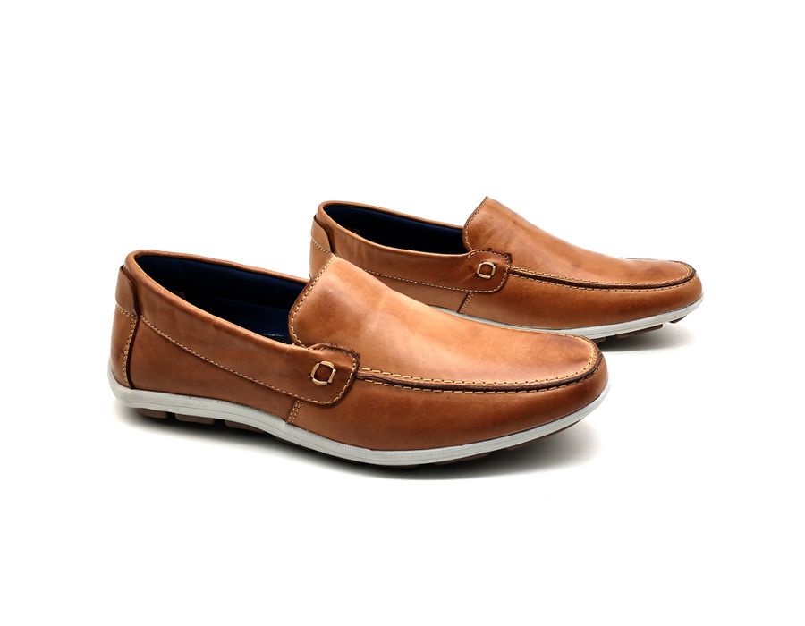Sapato Masculino Mocassim Sapatilha Sider Couro Bm Brasil 175/09 Bege