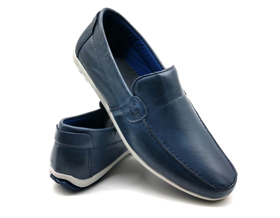 Sapato Masculino Mocassim Sapatilha Sider Couro Bm Brasil 175/10 Azul