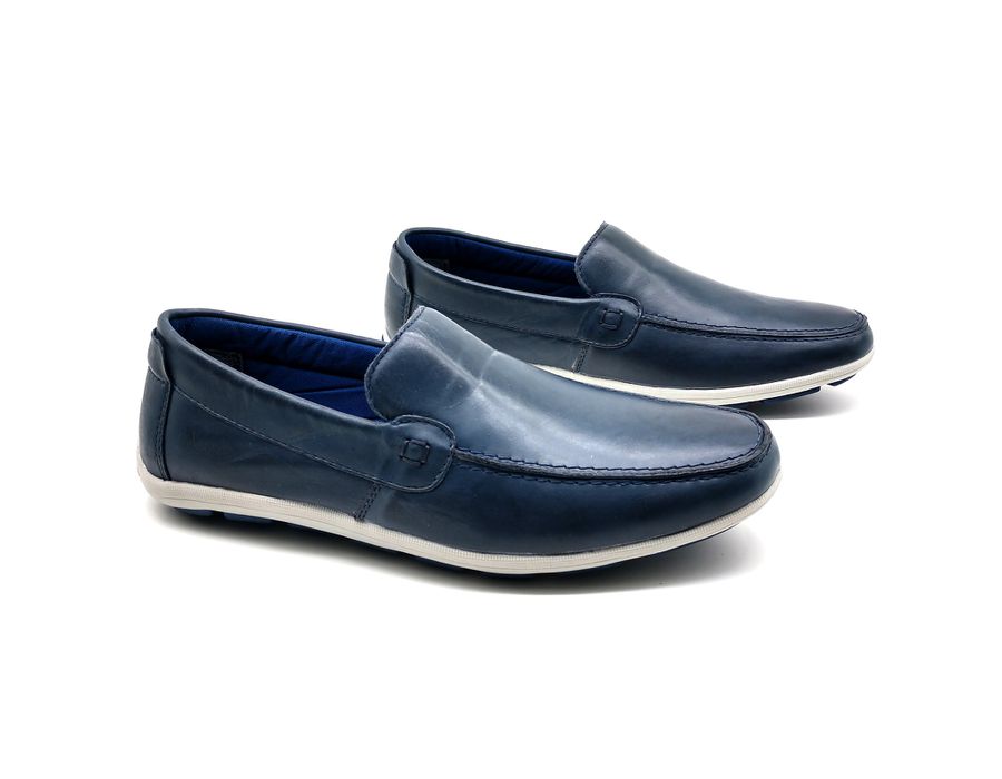 Sapato Masculino Mocassim Sapatilha Sider Couro Bm Brasil 175/10 Azul