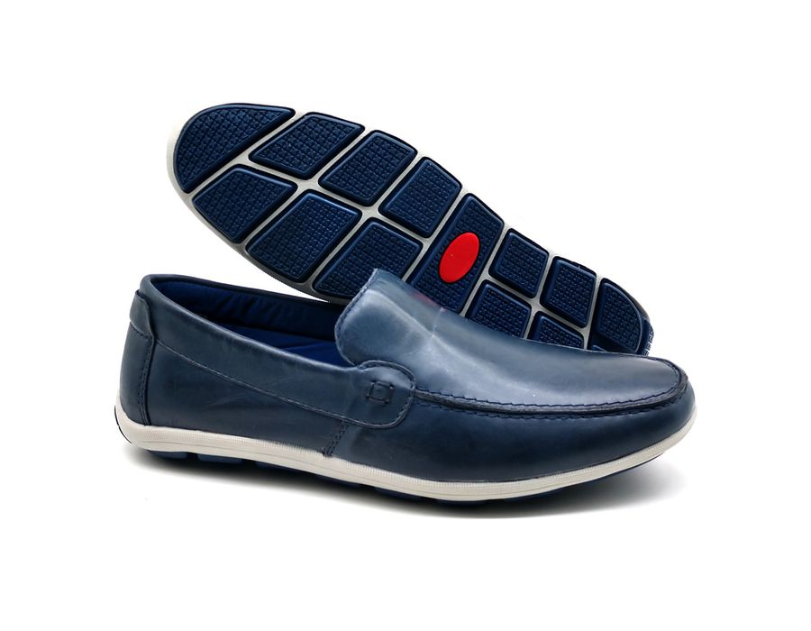 Sapato Masculino Mocassim Sapatilha Sider Couro Bm Brasil 175/10 Azul