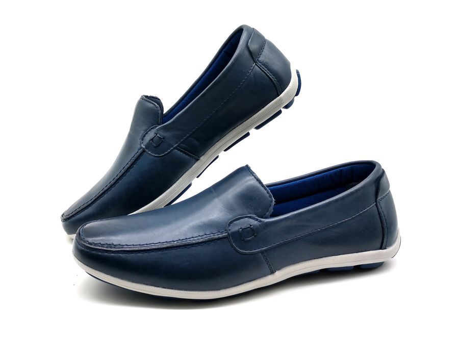 Sapato Masculino Mocassim Sapatilha Sider Couro Bm Brasil 175/10 Azul