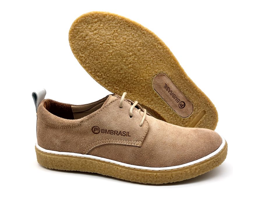 Sapato Masculino Cano e Gáspea De Camurça Bmbrasil 890/02 Palha