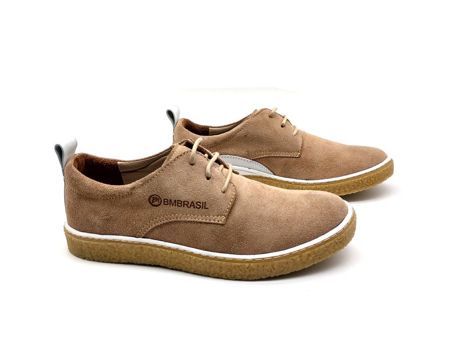 Sapato Masculino Cano e Gáspea De Camurça Bmbrasil 890/02 Palha