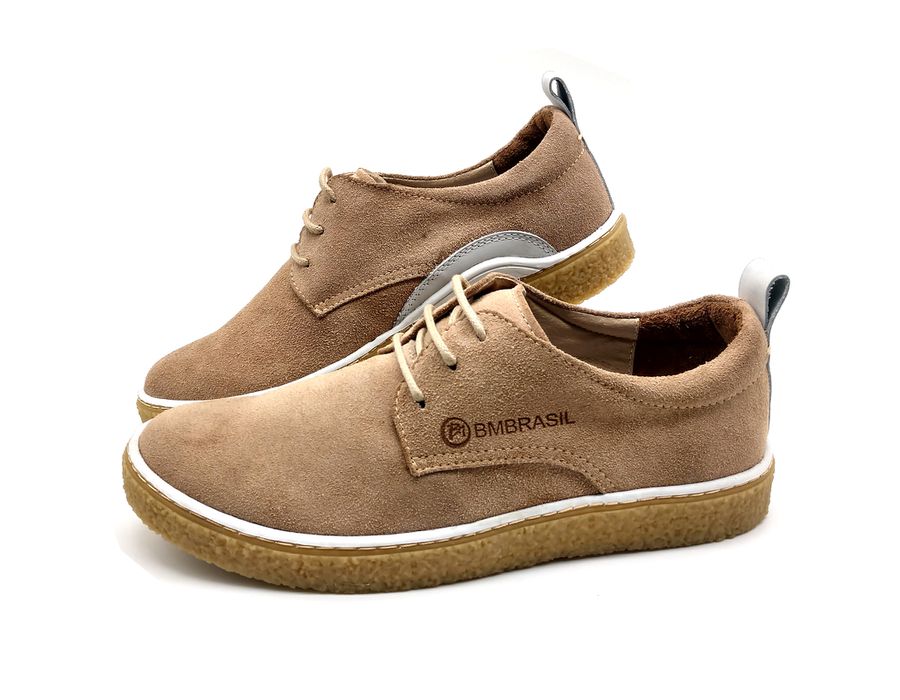 Sapato Masculino Cano e Gáspea De Camurça Bmbrasil 890/02 Palha
