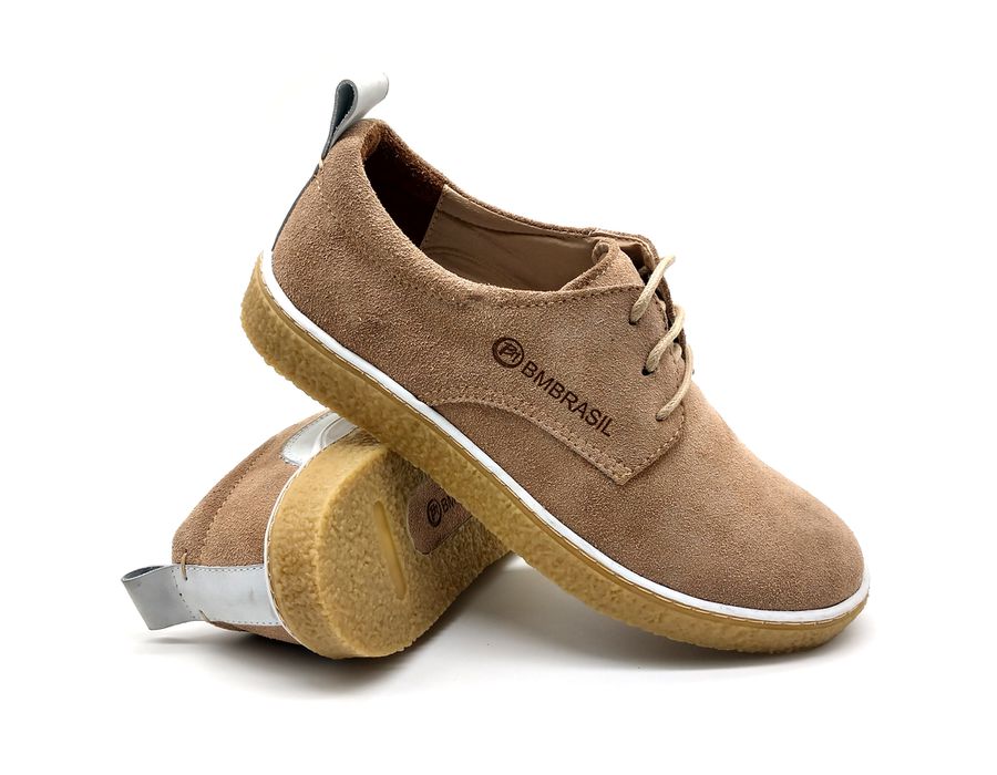 Sapato Masculino Cano e Gáspea De Camurça Bmbrasil 890/02 Palha
