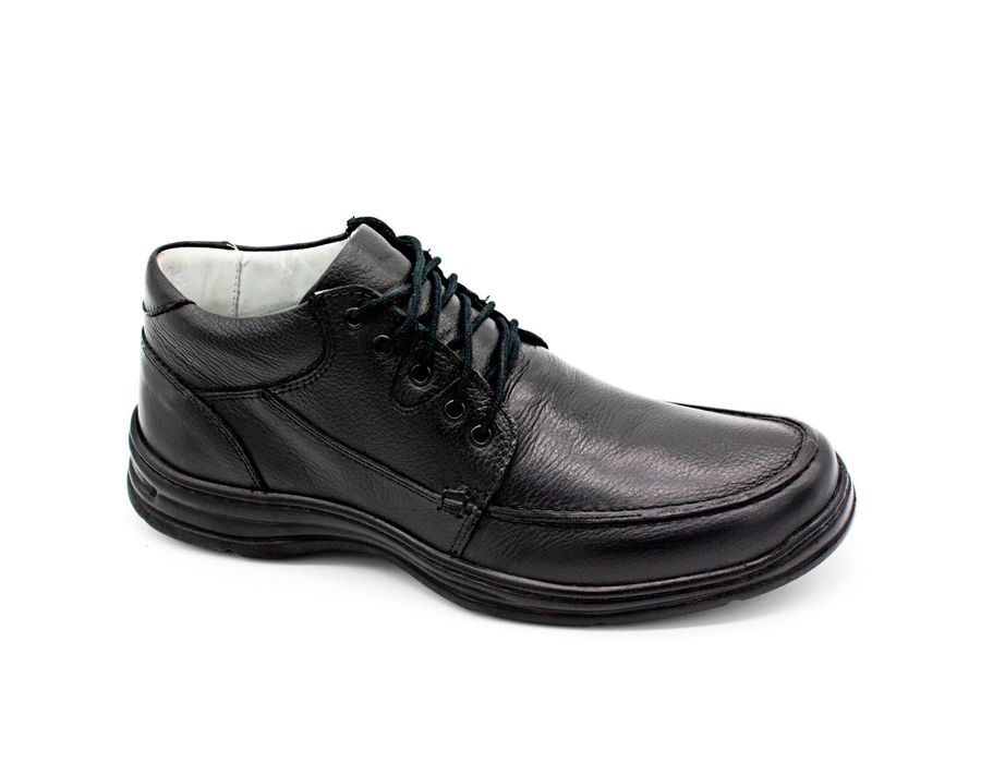 Sapato Confort Plus Bmbrasil De Couro Palmilha Em Gel Extra Leve 2710/01 Preto
