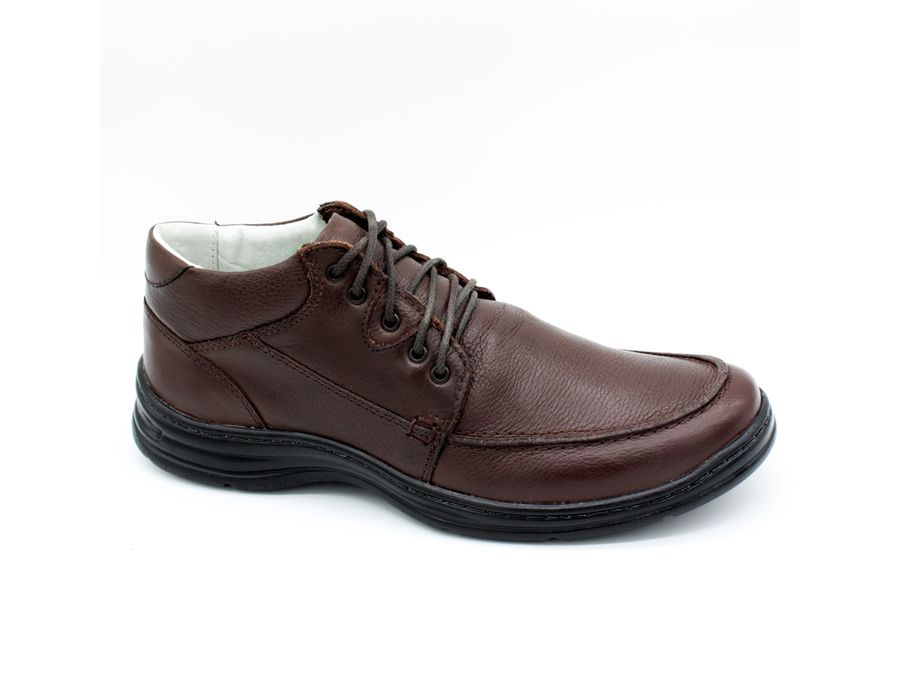 Sapato Confort Plus Bmbrasil De Couro Palmilha Em Gel Extra Leve 2710/02 Café