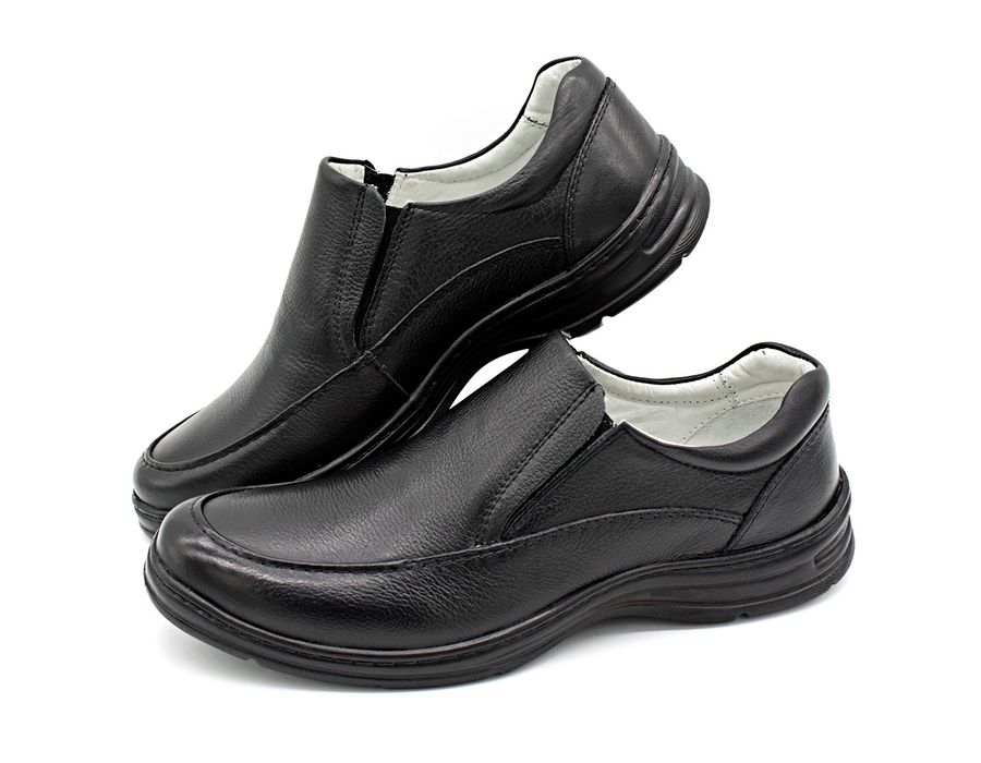 Sapato Confort Plus Bmbrasil De Couro Palmilha Em Gel Extra Leve 2711/01 Preto