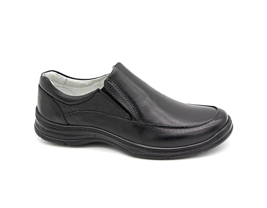 Sapato Confort Plus Bmbrasil De Couro Palmilha Em Gel Extra Leve 2711/01 Preto