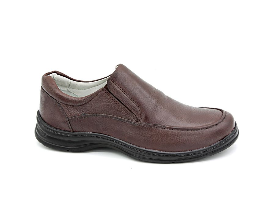 Sapato Confort Plus Bmbrasil De Couro Palmilha Em Gel Extra Leve 2711/02 Café