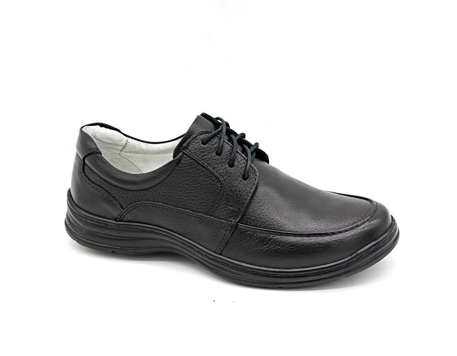 Sapato Confort Plus Bmbrasil De Couro Palmilha Em Gel Extra Leve 2712/01 Preto