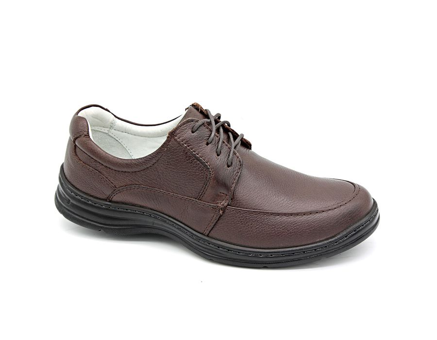 Sapato Confort Plus Bmbrasil De Couro Palmilha Em Gel Extra Leve 2712/02 Café