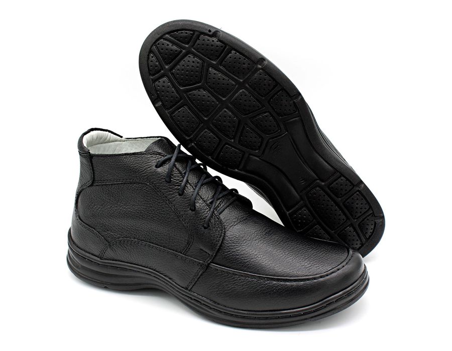 Sapato Confort Plus Bmbrasil De Couro Palmilha Em Gel Extra Leve 2713/01 Preto
