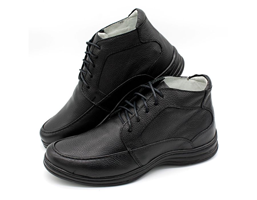Sapato Confort Plus Bmbrasil De Couro Palmilha Em Gel Extra Leve 2713/01 Preto
