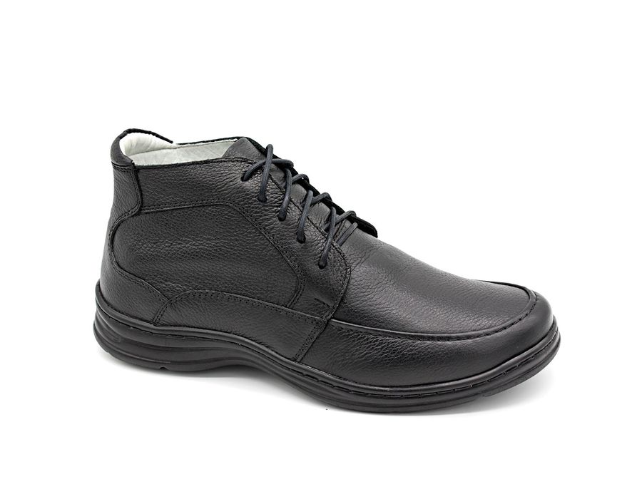 Sapato Confort Plus Bmbrasil De Couro Palmilha Em Gel Extra Leve 2713/01 Preto
