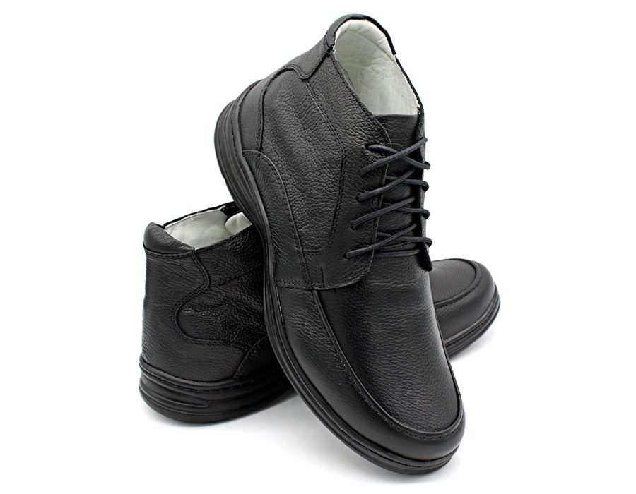 Sapato Confort Plus Bmbrasil De Couro Palmilha Em Gel Extra Leve 2713/01 Preto