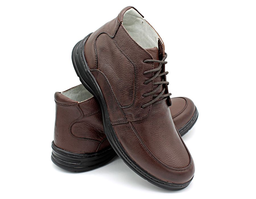Sapato Confort Plus Bmbrasil De Couro Palmilha Em Gel Extra Leve 2713/02 Café
