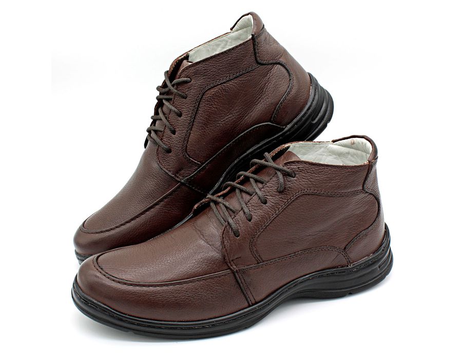 Sapato Confort Plus Bmbrasil De Couro Palmilha Em Gel Extra Leve 2713/02 Café